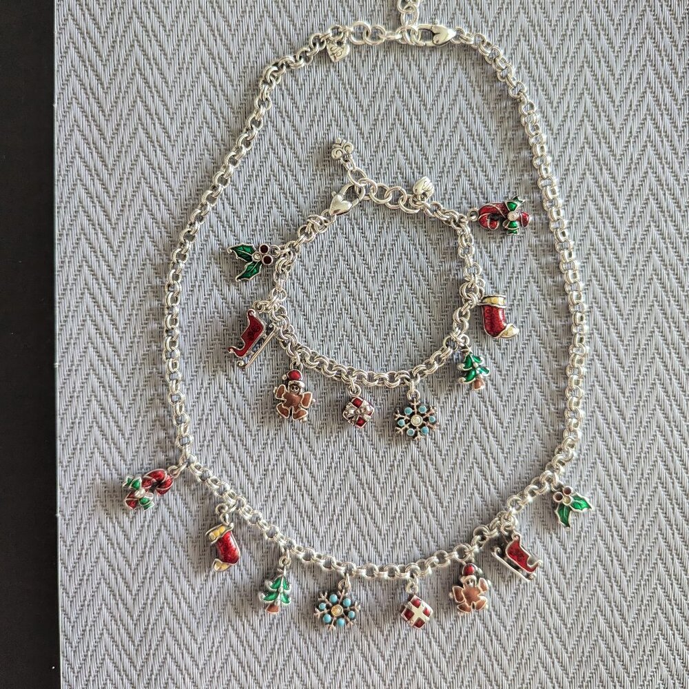 Brighton Christmas Charm Necklace and Bracelet Matching Set